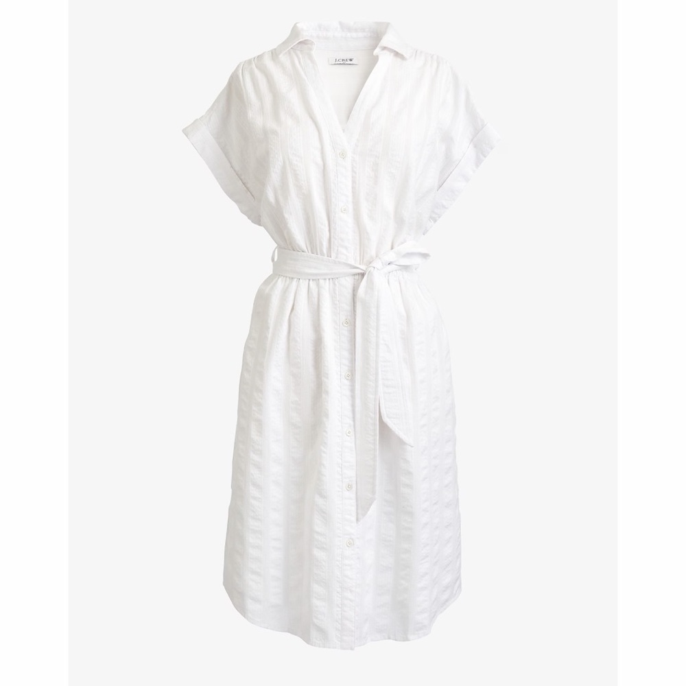 J. Crew Button Through Shirt Dress - Cotton - White